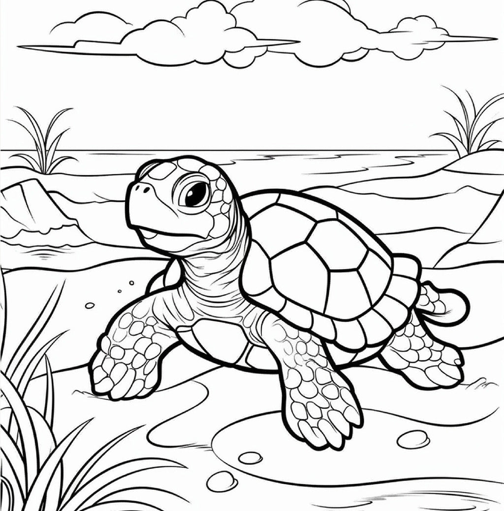 100 cute marine animals coloring pages to print (PDF)