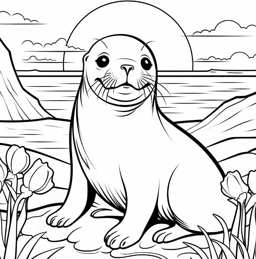 100 cute marine animals coloring pages to print (PDF)