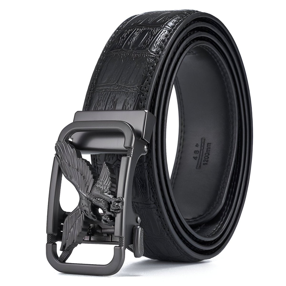 Eryx — Ceinture homme cuir crocodile à boucle aigle sculpté