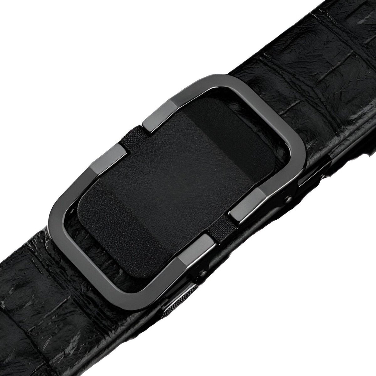 Cinto de couro com efeito de crocodilo, fivela automática, para homem, modelo Etienne