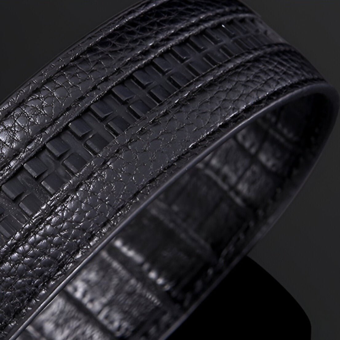 Cinto de couro com efeito de crocodilo, fivela de crocodilo, para homem, modelo Erwan